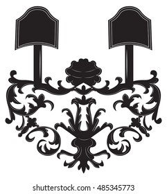 Vintage Gothic style lamp on white background. Luxury decor accessory design. Vector illustration sketch