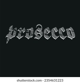 Vintage and Gothic-romantic slogan PROSESSO, printed in gray and white. Illustration of T-shirts for girls and boys. graphic vector pattern for t-shirts, hoodies, banners, textiles, fabrics