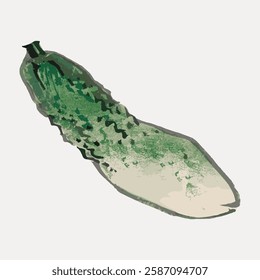 Vintage gourd vegetable illustration isolated on white, vector. 