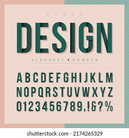 Vintage gradient alphabet font and number set. Trendy minimal dark green typographic design for poster, cover, brochure, graphic layout, etc. 