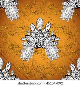 Vintage gradient yellow background illustration with golden and white elements. Vector illustration.