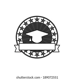 Vintage graduation stamps: mortar on black retro badge