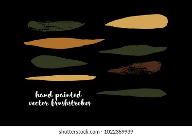 Vintage Graffiti Brushstrokes. Vector Hipster Lines, Logo Doodles, Banners. Brown, Ocher, Gray Marker Strokes, Text Highlights. Color Swatch in Earth Tones. Autumn, Winter Color Buttons, Brush Strokes