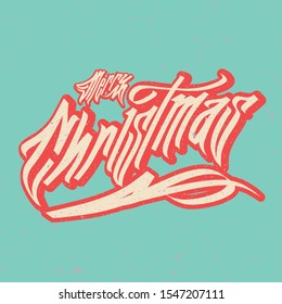 vintage graffity typography blue concept, Merry Christmas