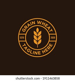 vintage grain  wheat logo badge or label