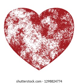 Vintage grainy shabby valentine heart. Love holiday grunge artistic isolated design element. EPS10 vector.
