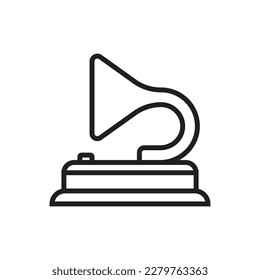 Vintage Gramaphopne Outline Icon Vector Illustrator