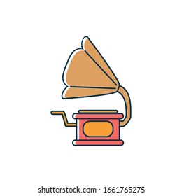 vintage gramophone audio melody sound music vector illustration line and fill style