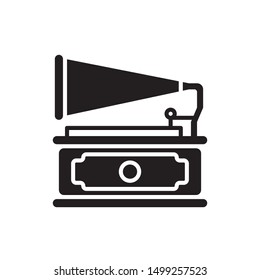 Vintage gramophone icon. flat simple pictogram. Antique Phonograph vector illustration