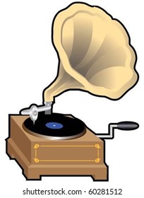 Vintage gramophone isolated on a white background