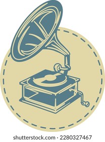 Vintage gramophone music player circle vector icon