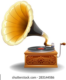 Vintage gramophone with recorder in luxury design