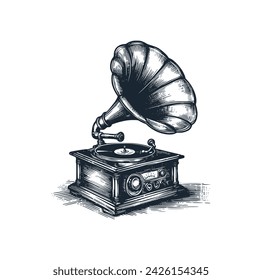 The vintage Gramophone. Vector illustration.