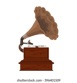 Vintage gramophone. Vector illustration.