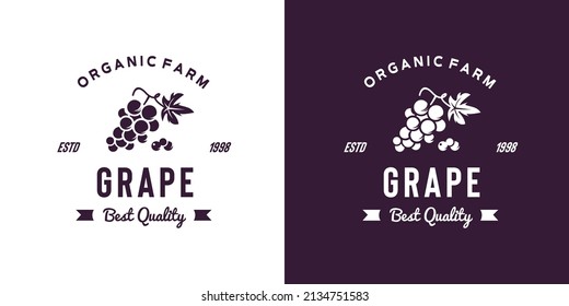 vintage grape fruit logo illustration suitable for fruit shop and fruit farm