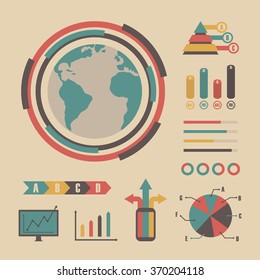 vintage graph infographic, retro flat infographic