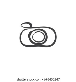 vintage graphic camera icon, doodle hand drawn vector illustration