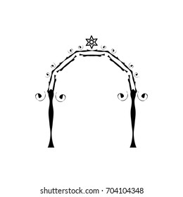 Vintage Graphic Chuppah. Arch for a religious Jewish Jewish wedding. canopy. Vector illustration on isolated background