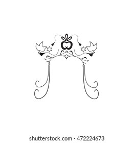 Vintage graphic Chuppah. Religious Jewish wedding canopy for. Vector illustration on isolated background.