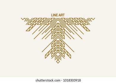 Vintage-Grafikelement für Design. Line Art Design für Einladungen, Poster. Lineares Element. Geometrischer Stil. Seitendekoration. Vektorgrafik.