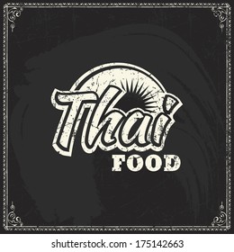 vintage graphic element for thai menu on blackboard classic texture background scene edge pile food dining old elderly eating dishes board vintage feeding art classical flag letterhead warming scriptu