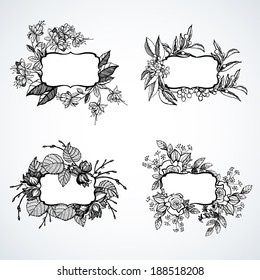 Vintage Graphic Frame Floral Motifs Vector Stock Vector (Royalty Free ...