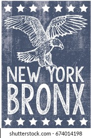 vintage graphic with hand drawn eagle sketch