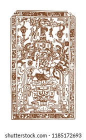 Vintage graphic maya glyphs, inca and aztec zodiac ornaments and symbols in old american indian style.Vector illustration and doodle drawing for design. 
