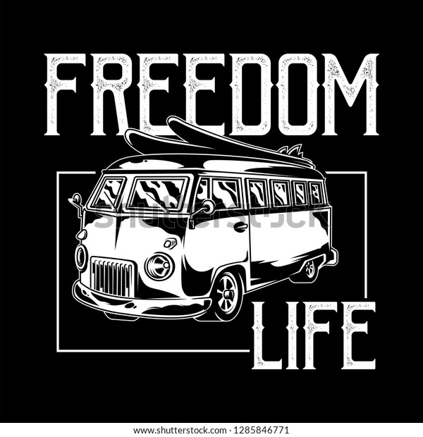 Vintage graphic old school car for freedom\
traveling on beach surfing style life camping outside Retro custom\
car drawing hippie illustration for print design t shirt clothes\
logo icon poster\
sticker