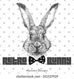 Vintage Graphic With Rabbit Head And Slogan In Vector