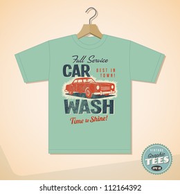 Vintage Graphic T-shirt design - Car Wash - Vector EPS10. Grunge effects can be easily removed for a cleaner look.