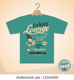 Vintage Graphic T-shirt design - Cocktail Lounge - Vector EPS10. Grunge effects can be easily removed for a cleaner look.