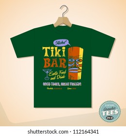 Vintage Graphic T-shirt design - Tiki Bar - Vector EPS10. Grunge effects can be easily removed for a cleaner look.