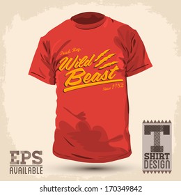 Vintage Graphic T-shirt design - wild beast lettering - Vector illustration - t-shirt print