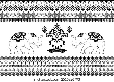 Vintage vetor gráfico elefante étnico.Tailândia elefante, ornamento tribal africano. Pode ser usado para têxteis, impressões, caso de telefone, cartão de saudação, 
cartão de visita