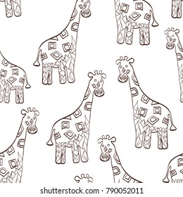 Vintage graphic vector giraffe. African ornament. Can be used for textile, prints, phone case, greeting card.