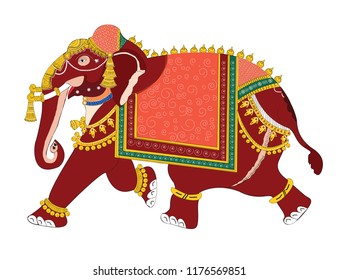 Vintage graphic vector Indian lotus ethnic elephant. African tribal ornament. Can be used for a coloring book, textile, prints, phone case, greeting card