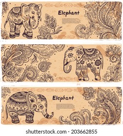 Vintage graphic vector Indian lotus ethnic elephant. African tribal ornament. Can be used for a coloring book, textile, prints, phone case, greeting card