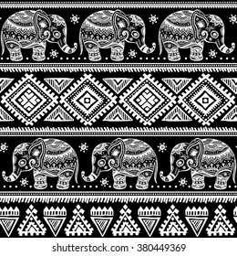 Vintage graphic vector Indian lotus ethnic elephant. African tribal ornament. Can be used for a coloring book, textile, prints, phone case, greeting card