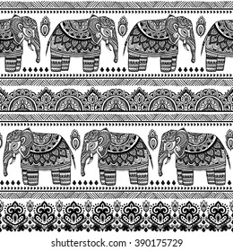 Vintage graphic vector Indian lotus ethnic elephant. African tribal ornament. Can be used for a coloring book, textile, prints, phone case, greeting card