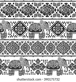 Vintage graphic vector Indian lotus ethnic elephant. African tribal ornament. Can be used for a coloring book, textile, prints, phone case, greeting card