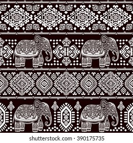 Vintage graphic vector Indian lotus ethnic elephant. African tribal ornament. Can be used for a coloring book, textile, prints, phone case, greeting card