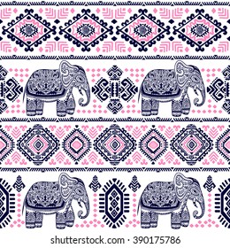 Vintage graphic vector Indian lotus ethnic elephant. African tribal ornament. Can be used for a coloring book, textile, prints, phone case, greeting card