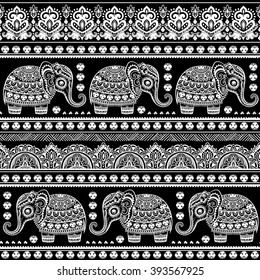 Vintage graphic vector Indian lotus ethnic elephant. African tribal ornament. Can be used for a coloring book, textile, prints, phone case, greeting card