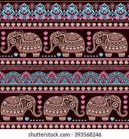 Vintage graphic vector Indian lotus ethnic elephant. African tribal ornament. Can be used for a coloring book, textile, prints, phone case, greeting card