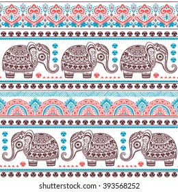 Vintage graphic vector Indian lotus ethnic elephant. African tribal ornament. Can be used for a coloring book, textile, prints, phone case, greeting card