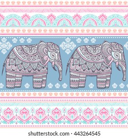 Vintage graphic vector Indian lotus ethnic elephant. African tribal ornament. Can be used for a coloring book, textile, prints, phone case, greeting card