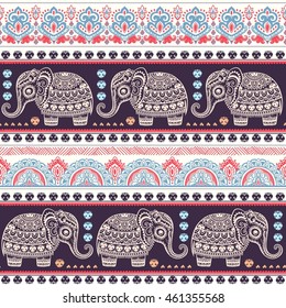 Vintage graphic vector Indian lotus ethnic elephant. African tribal ornament. Can be used for a coloring book, textile, prints, phone case, greeting card