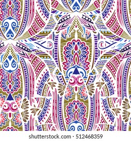 Vintage graphic vector Indian lotus ethnic elephant seamless pattern. African tribal ornament. Can be used for a coloring book, textile, prints, phone case, greeting card, business card.