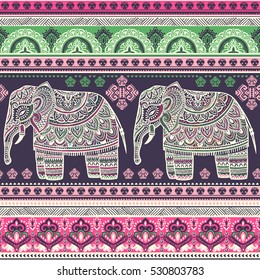 Vintage graphic vector Indian lotus ethnic elephant. African tribal ornament. Can be used for a coloring book, textile, prints, phone case, greeting card, business card